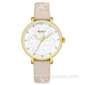 CURREN 9046 New Trendy Women Watch with Rhinestone Well-made Chinese Brand Quartz Watch Leather Strap Fashion Wristwatch